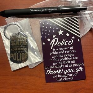 Police Keychain and Thank You Card Set total of 5